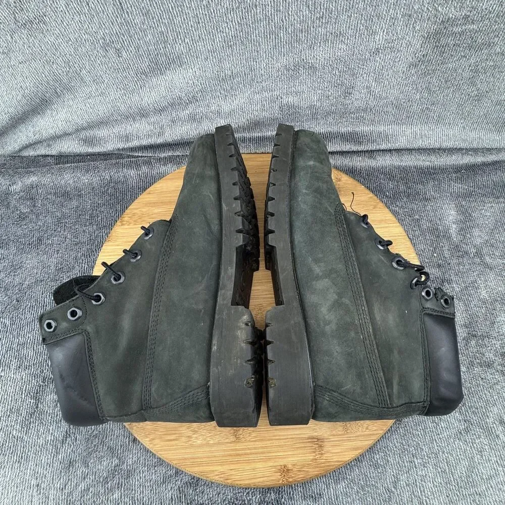 Timberland Boots Mens Size 5.5 Green Nubuck Leather Padded Collar Lug Sole